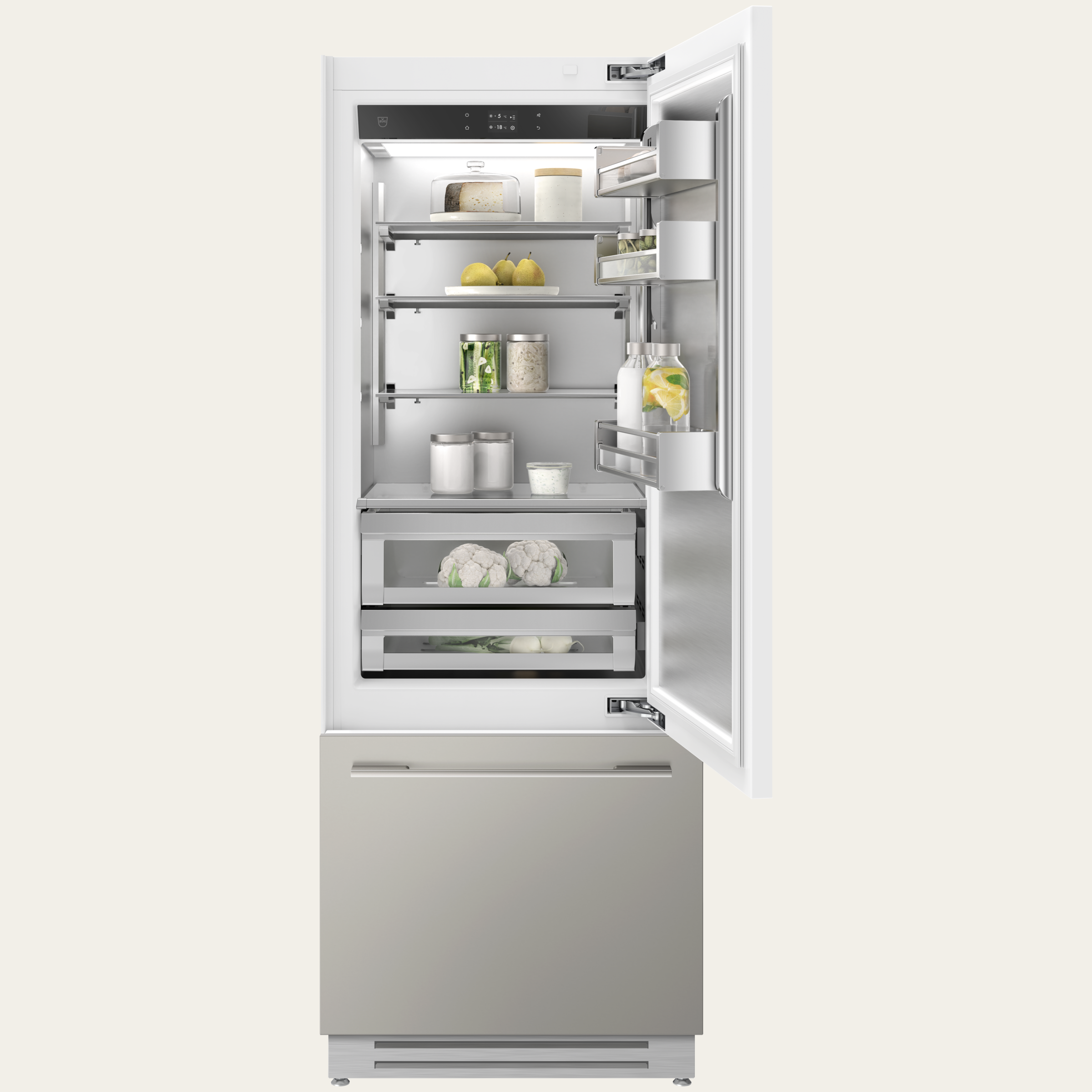 V-ZUG Refrigerator/freezer CombiCooler V6000 75 Supreme, Standardwidth: 75 cm, Standard height: 205 cm, Fully integratable, Door hinge: right, Energy efficiency class: E, TouchControl, NoFrost