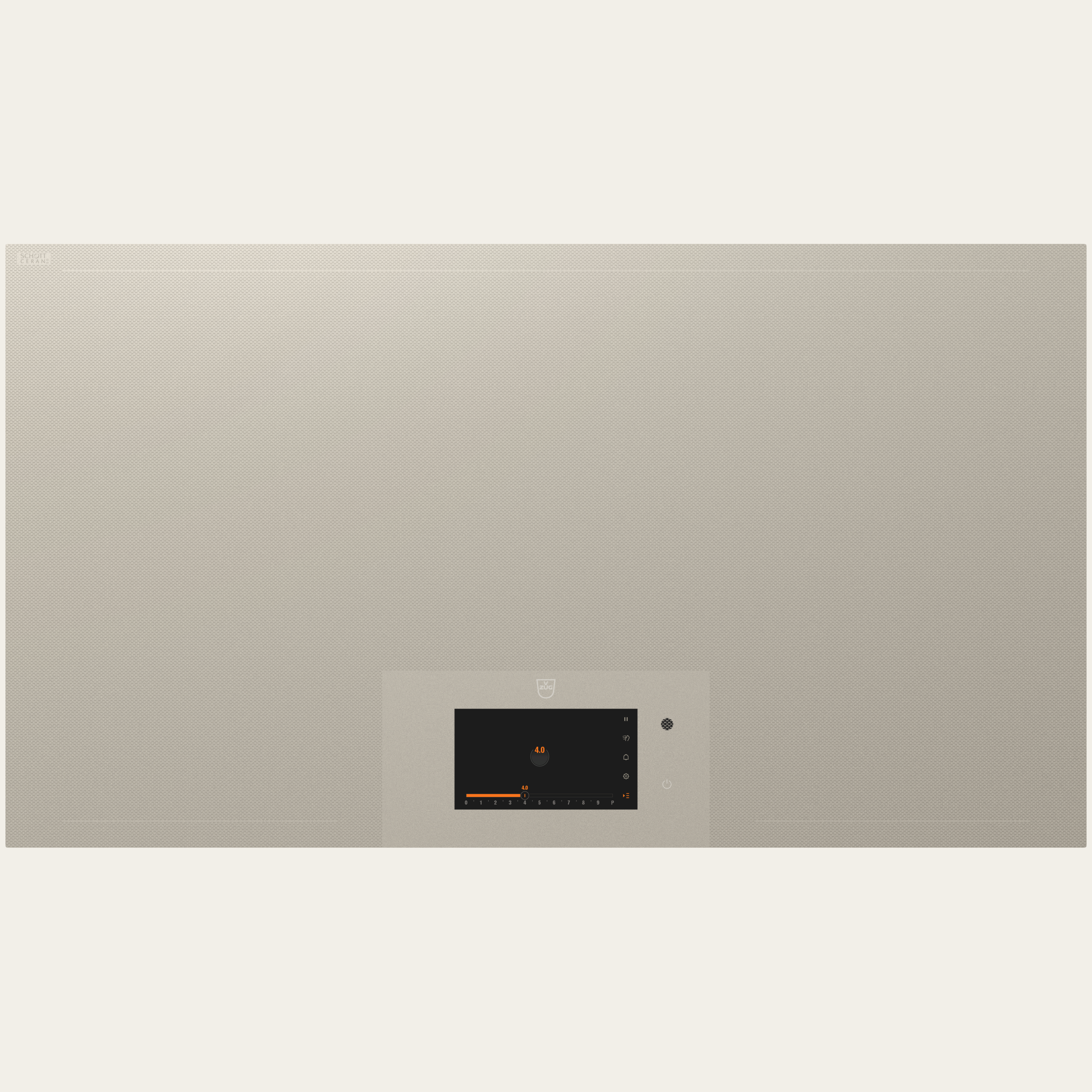 V-ZUG Table de cuisson CookTop V6000 I906 FullFlex, Induction, Norme largeur: 90 cm, Pearl, DualDesign, Slider simple, Commande par «slider», Zones de cuisson: Surface de cuisson flexible