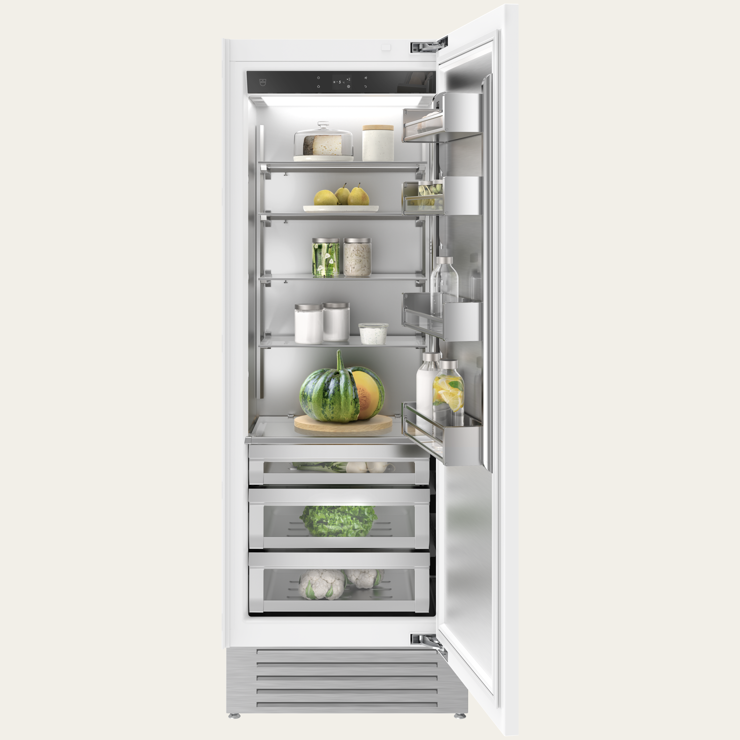 V-ZUG Refrigerator/freezer Cooler V6000 75 Supreme, Standard width: 75 cm, Standard height: 205 cm, Fully integratable, Door hinge: right, Energyefficiency rating: E, TouchControl