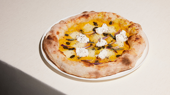Pizza with pumpkin and ricotta